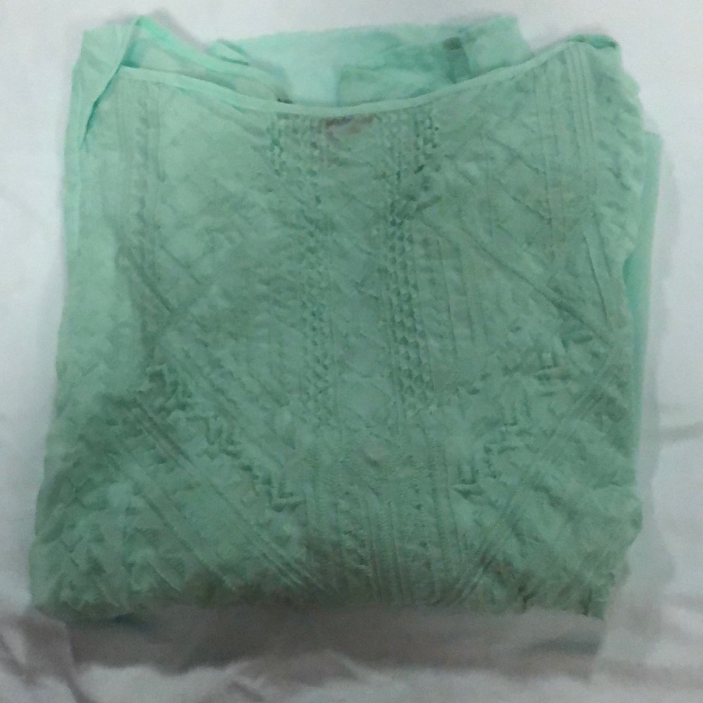 Mint blouse - embroidery on front and sleeves